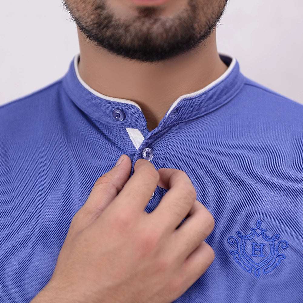Men Ban Neck Polo Shirt - Very Peri