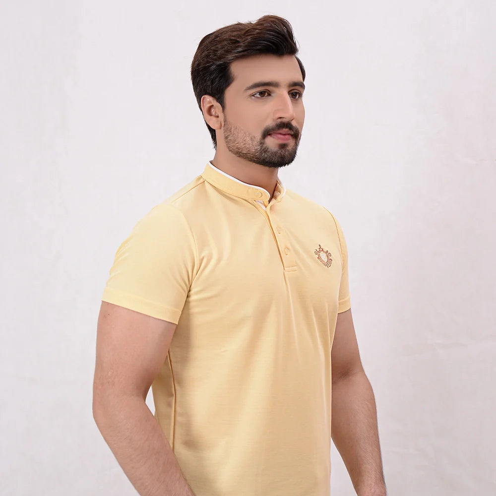 Men Ban Neck Polo Shirt - Sunlight