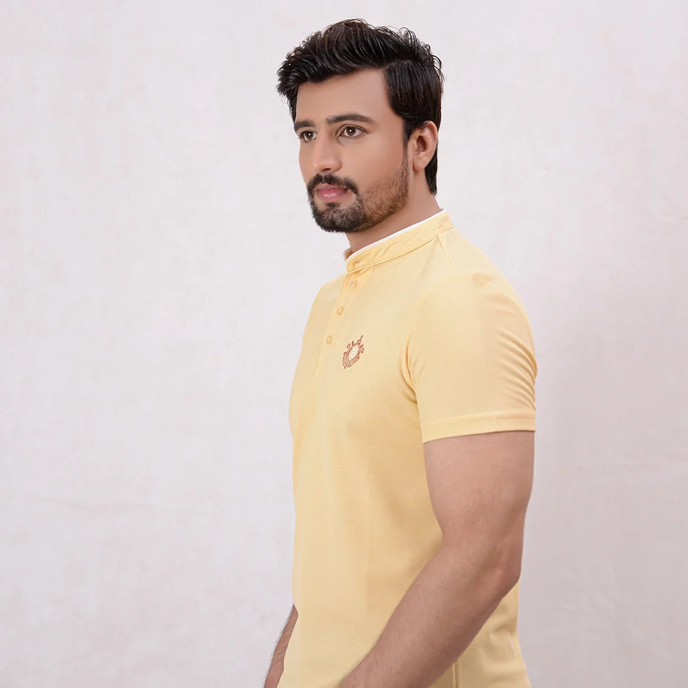 Men Ban Neck Polo Shirt - Sunlight