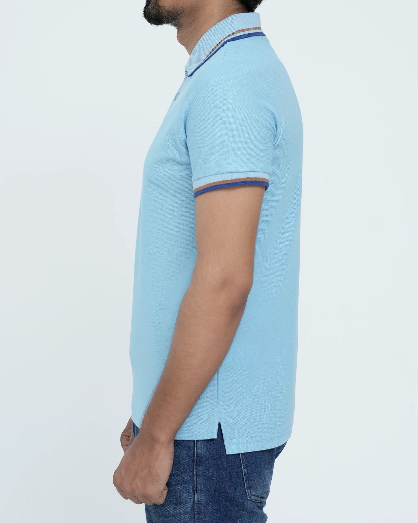 Men Contrast Tipping Polo Shirt - Clear Sky