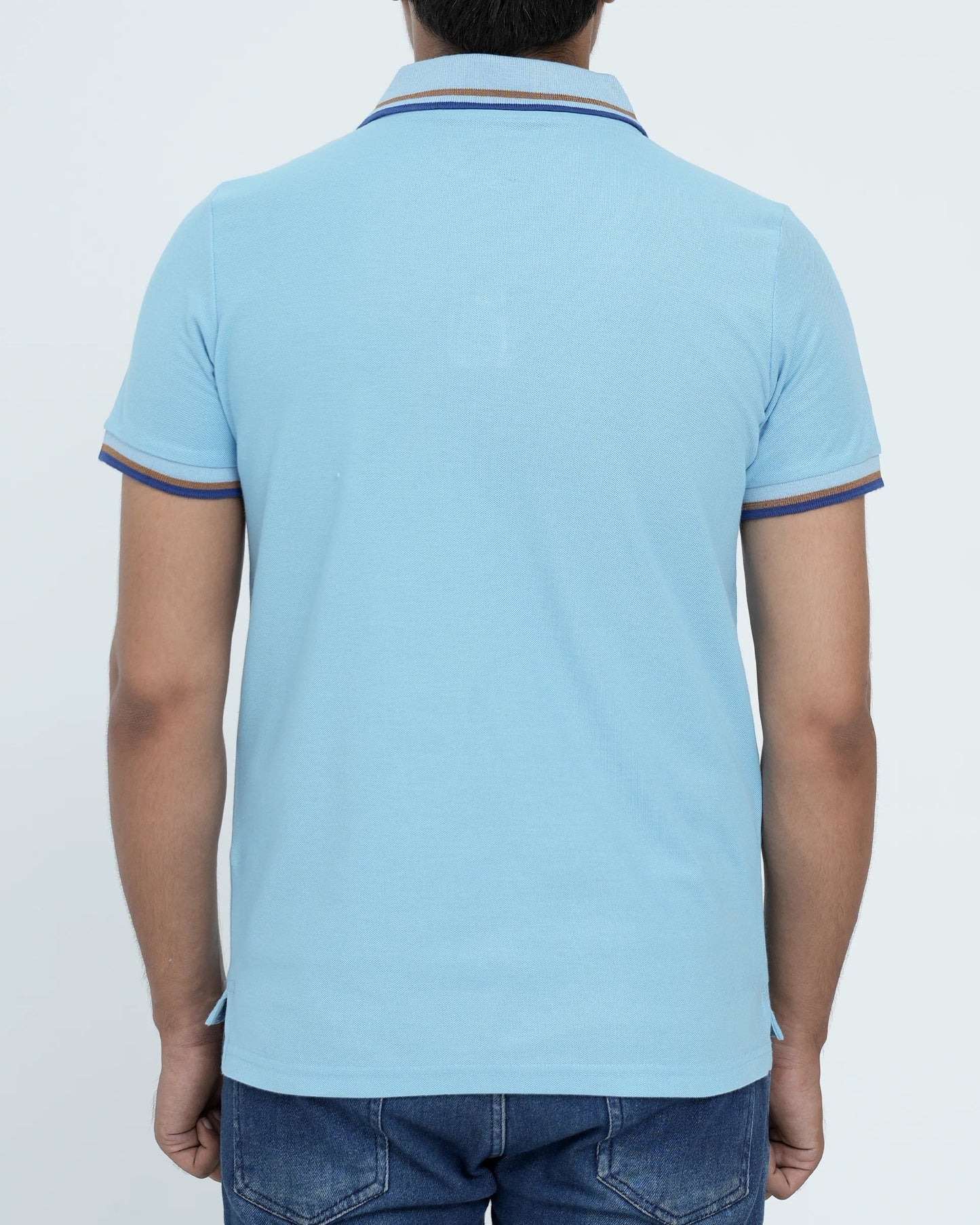 Men Contrast Tipping Polo Shirt - Clear Sky