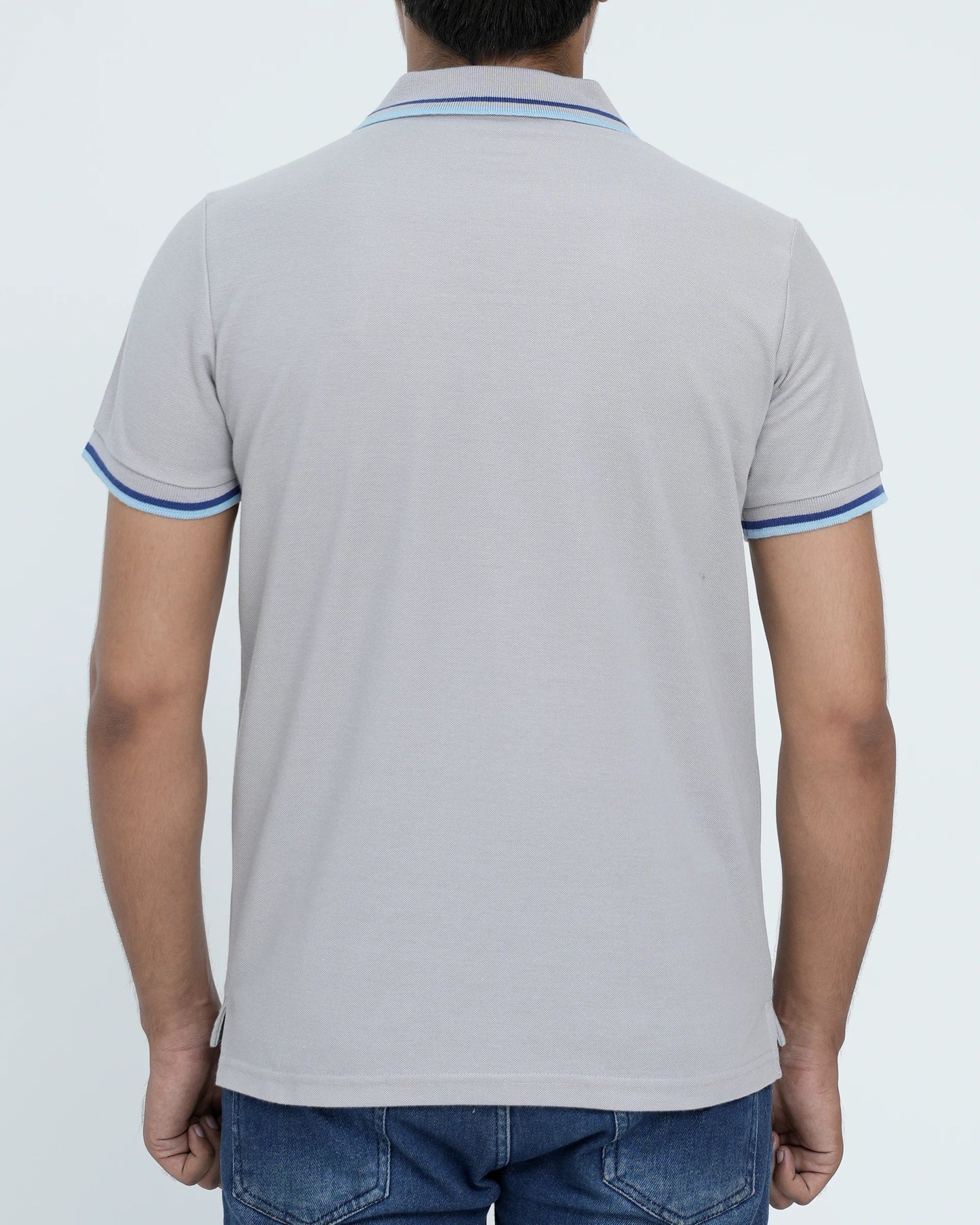 Men Contrast Tipping Polo Shirt - Grey