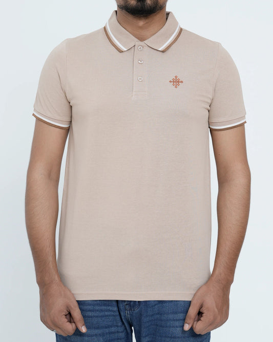 Men Contrast Tipping Polo Shirt -  Sand Dollar