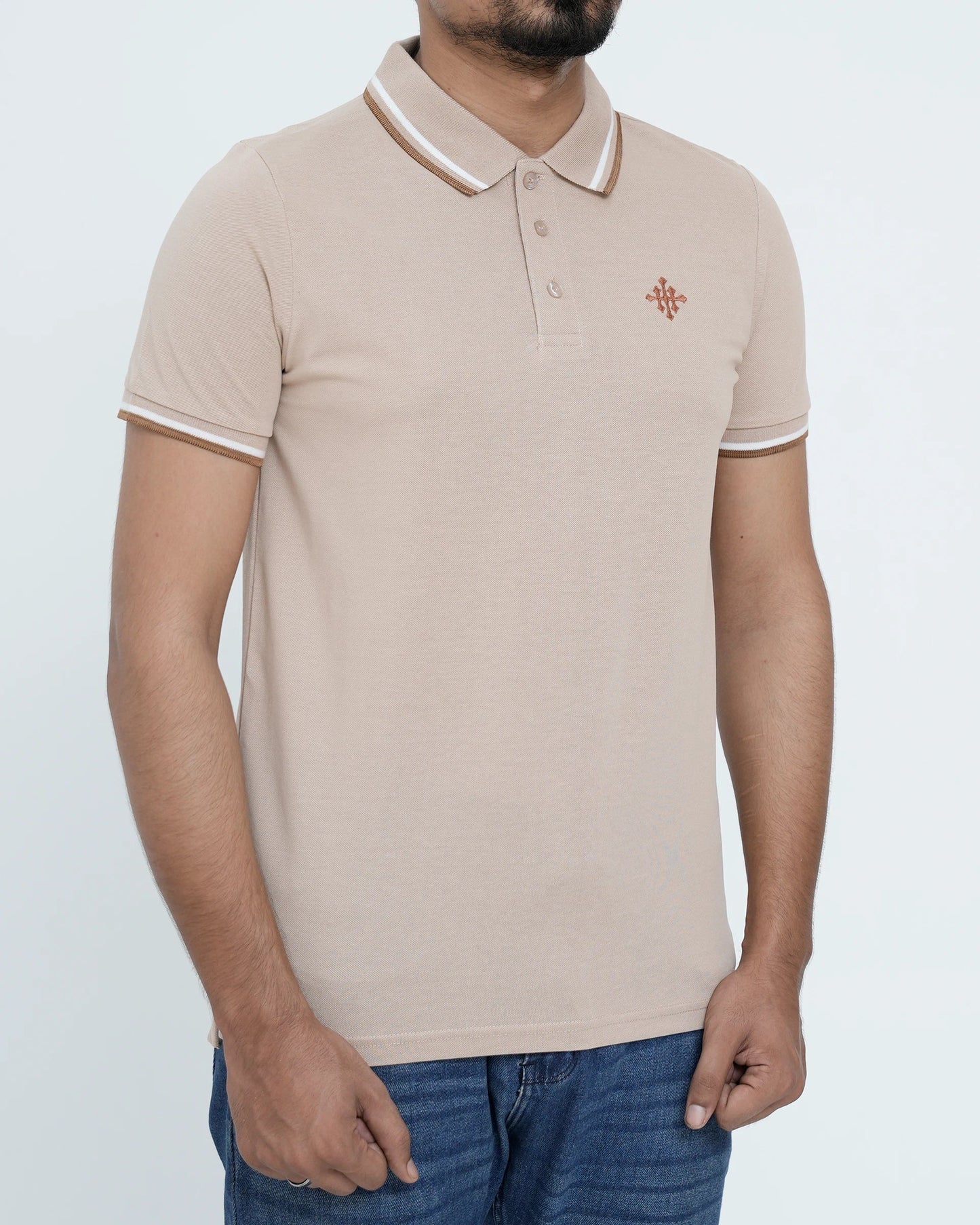 Men Contrast Tipping Polo Shirt -  Sand Dollar