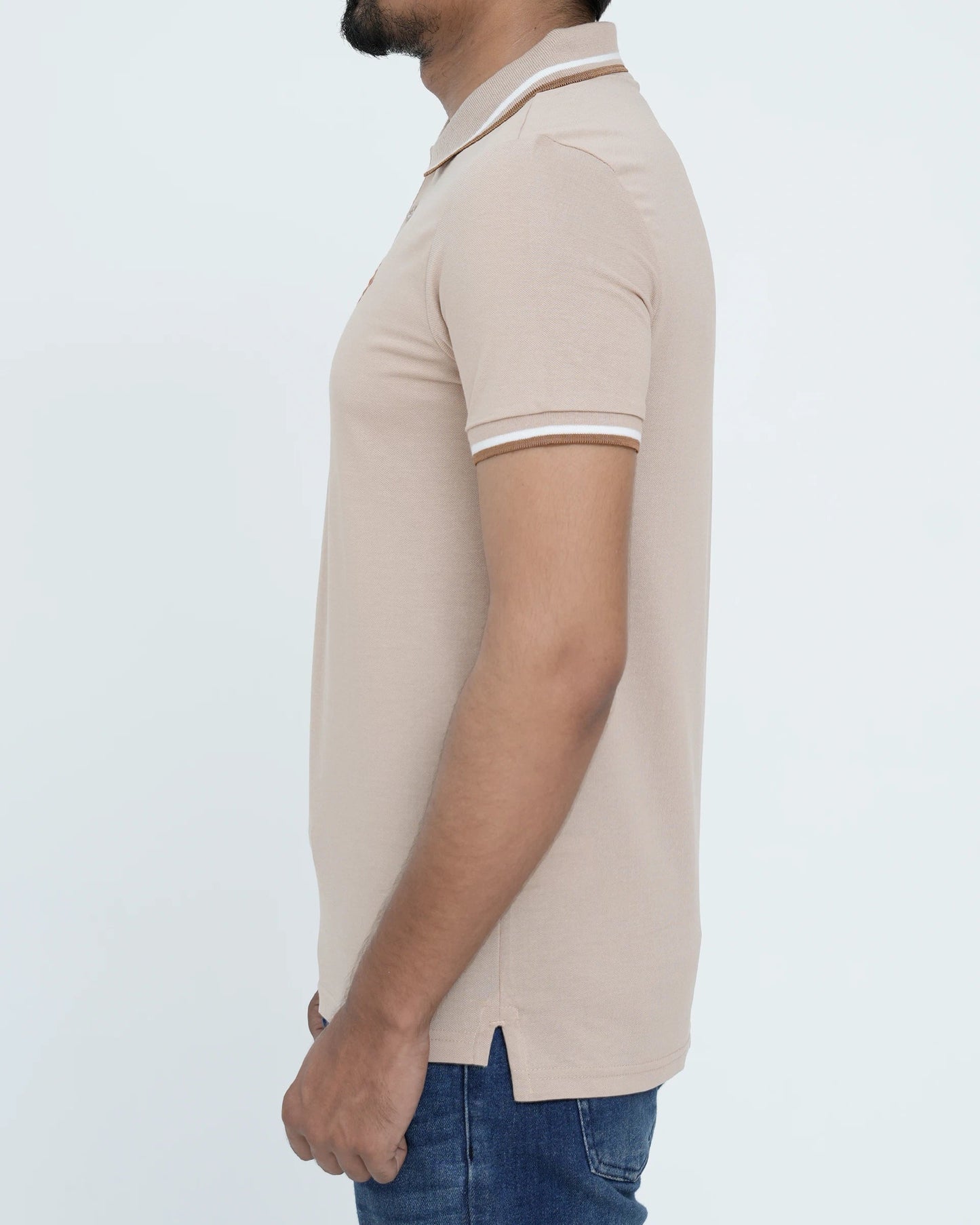 Men Contrast Tipping Polo Shirt -  Sand Dollar