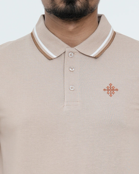 Men Contrast Tipping Polo Shirt -  Sand Dollar