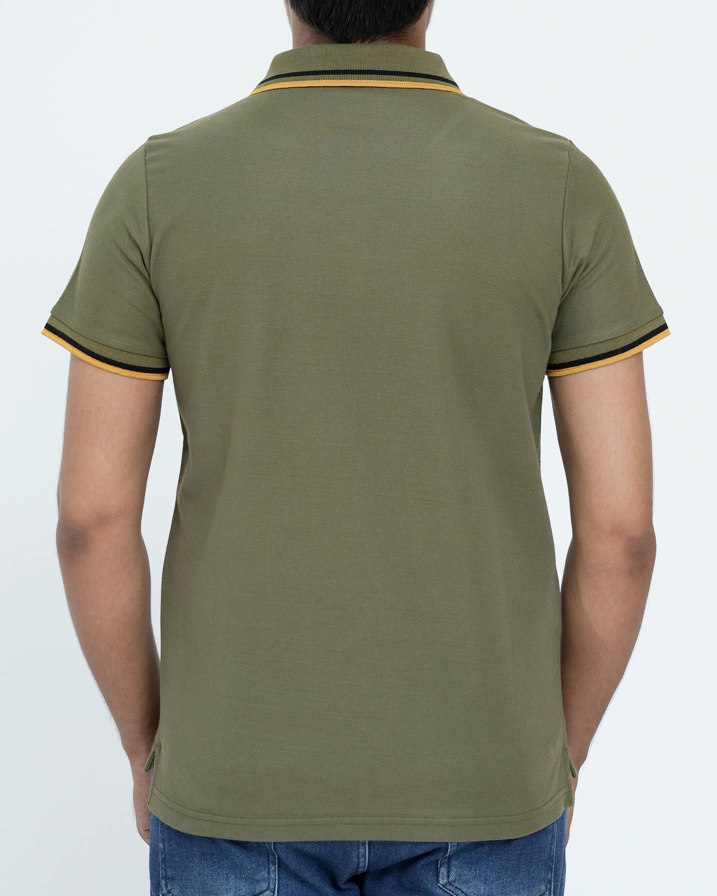 Men Contrast Tipping Polo Shirt - Olive Branch