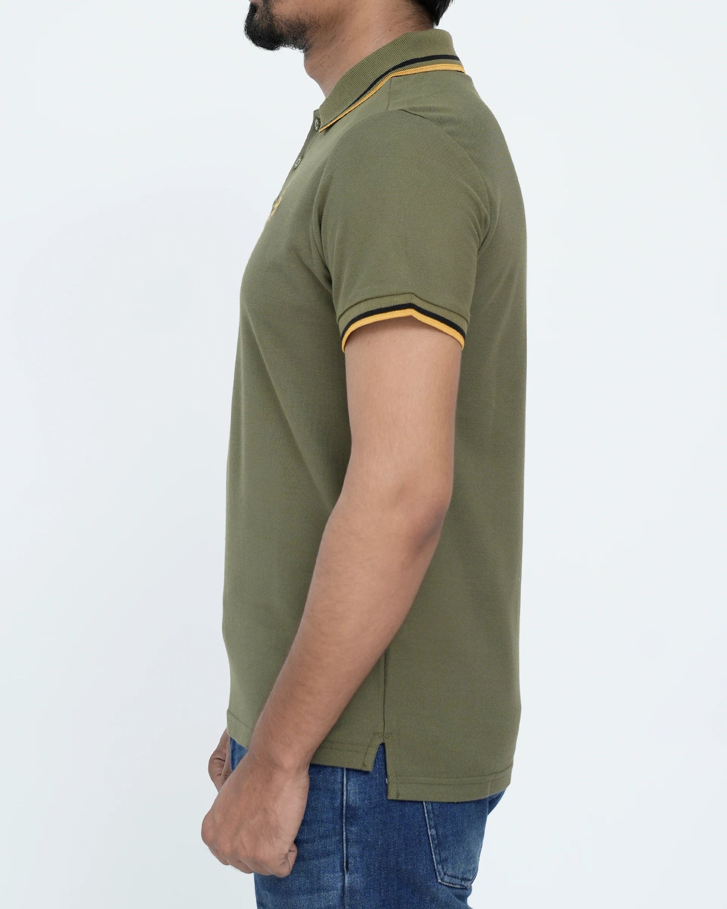 Men Contrast Tipping Polo Shirt - Olive Branch