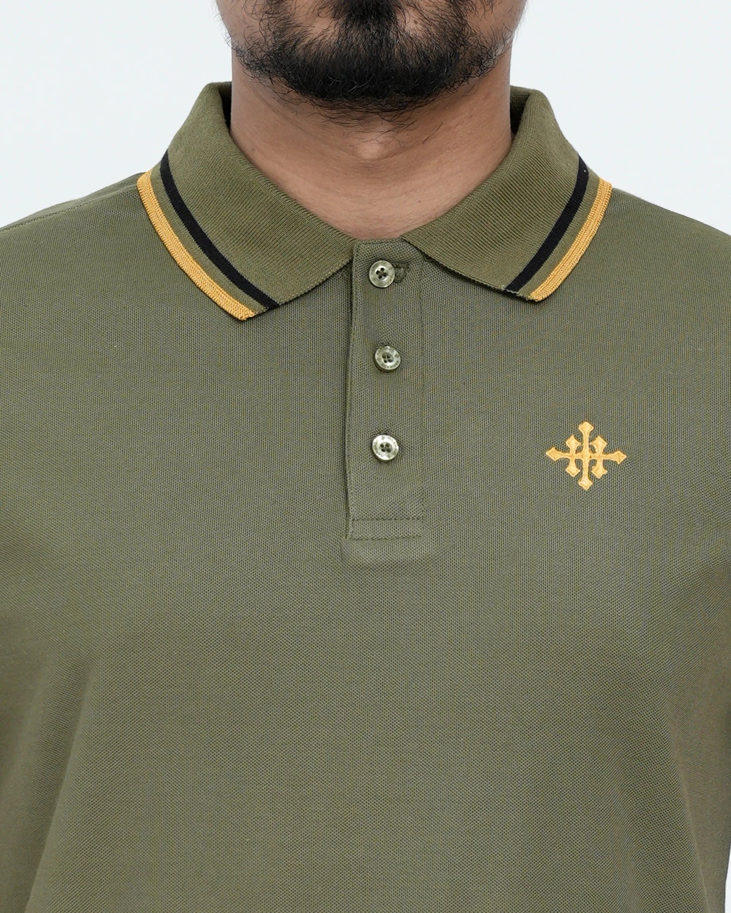 Men Contrast Tipping Polo Shirt - Olive Branch