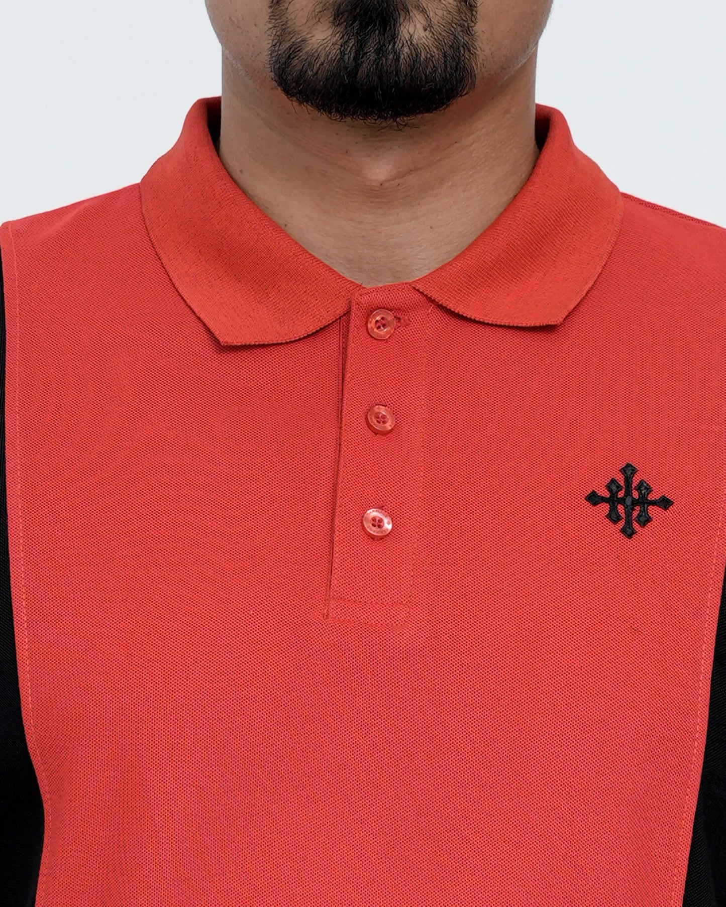 Men Cut line Polo Shirt - Red/Black