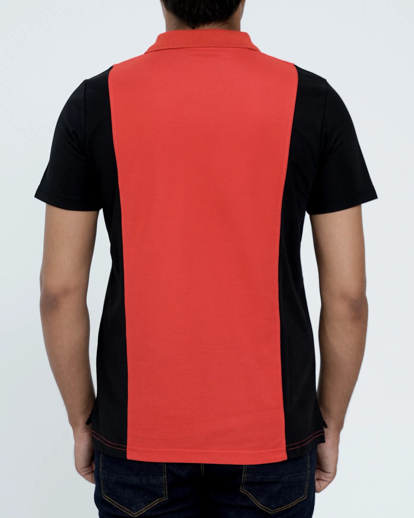 Men Cut line Polo Shirt - Red/Black