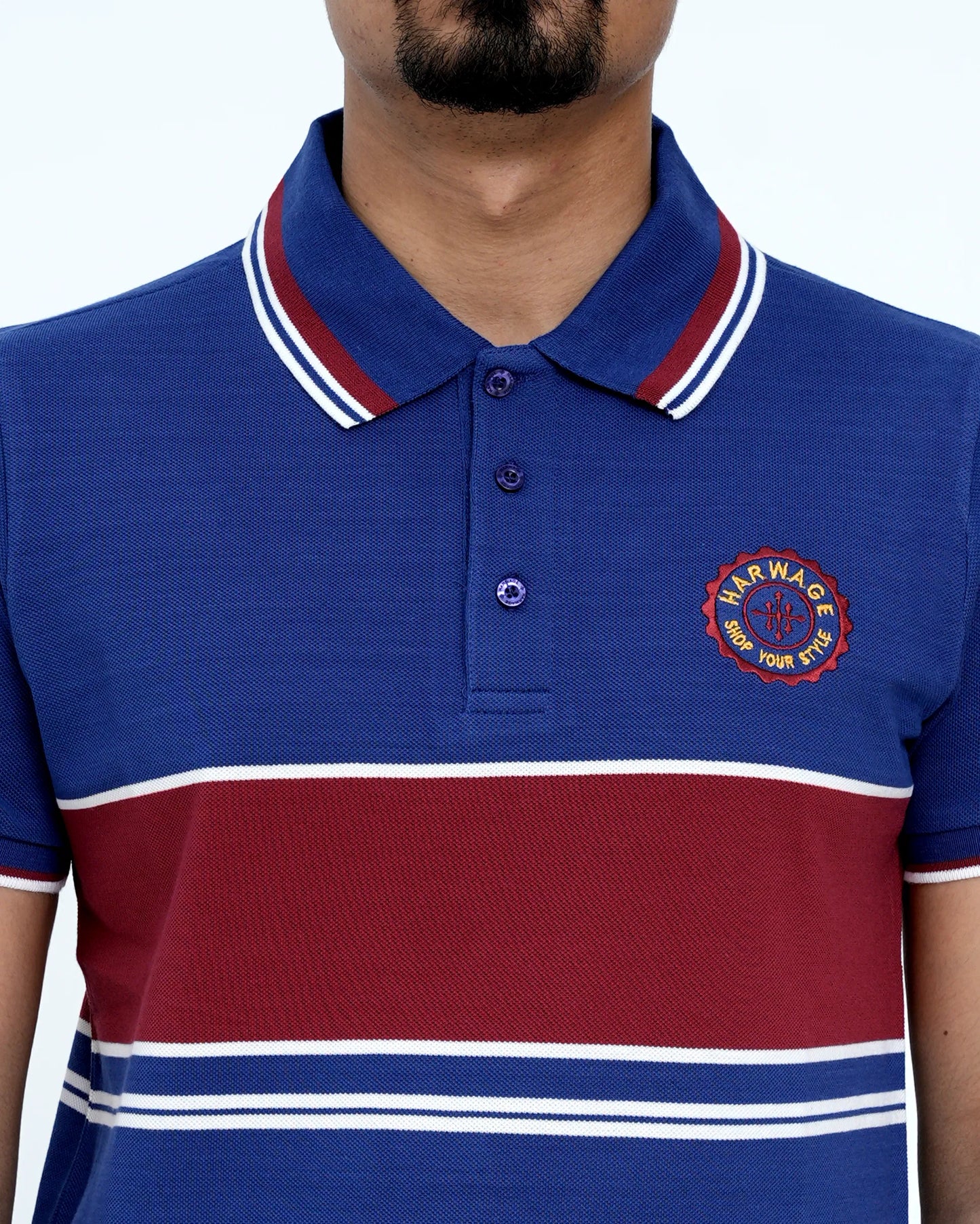 Men Dyed Yarn Polo Shirt - Sodalite Blue