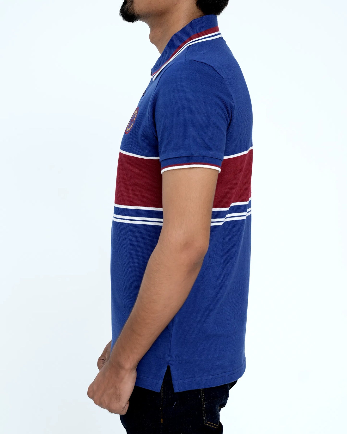 Men Dyed Yarn Polo Shirt - Sodalite Blue