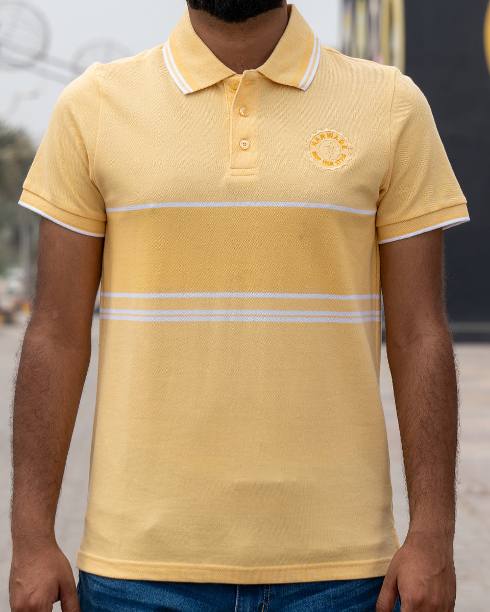 Men Dyed Yarn Polo Shirt - Sunlight