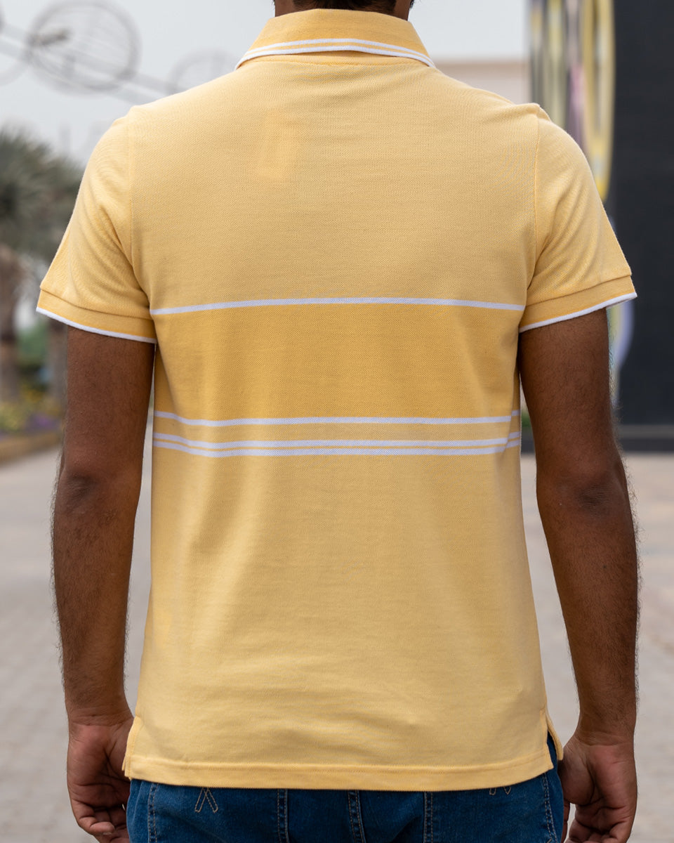 Men Dyed Yarn Polo Shirt - Sunlight