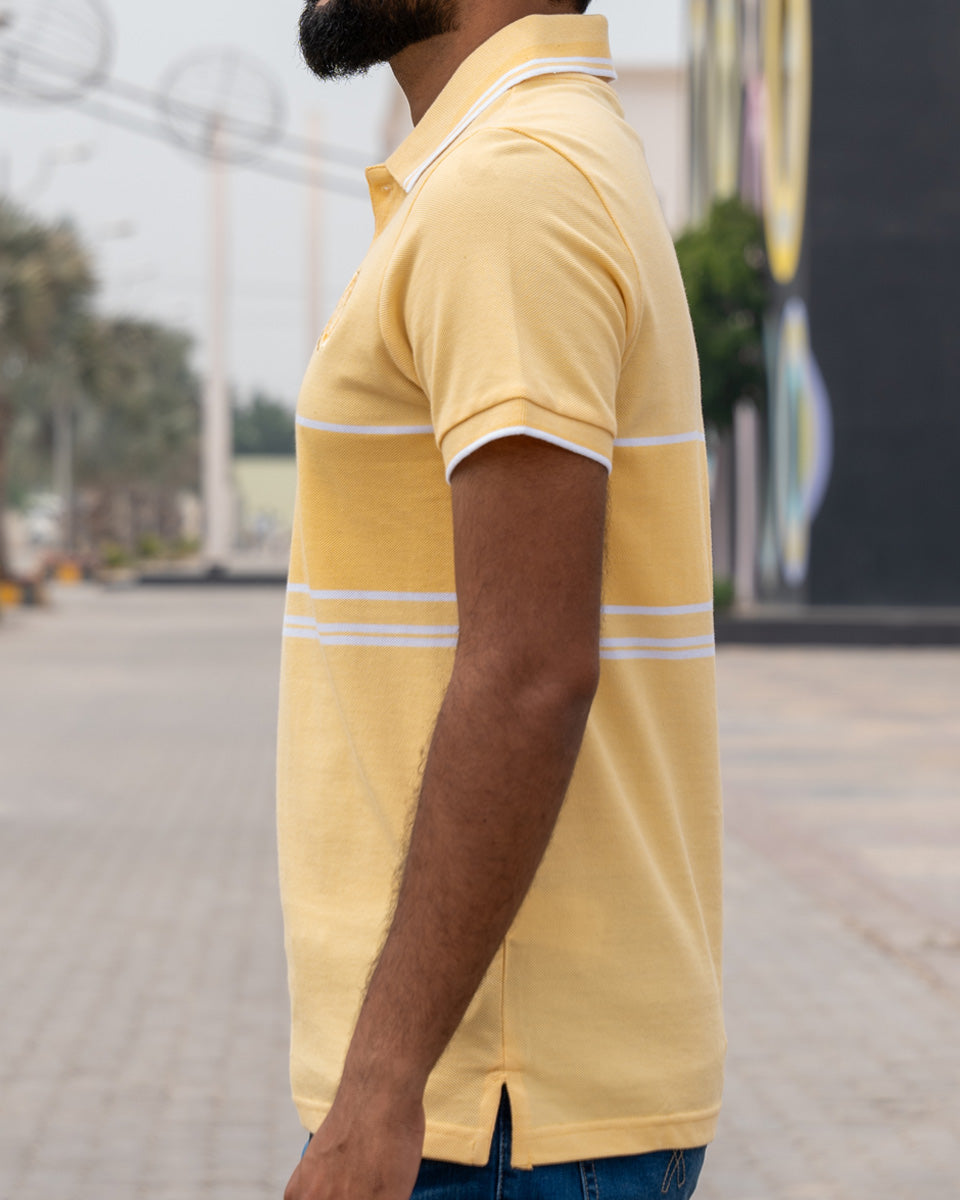 Men Dyed Yarn Polo Shirt - Sunlight