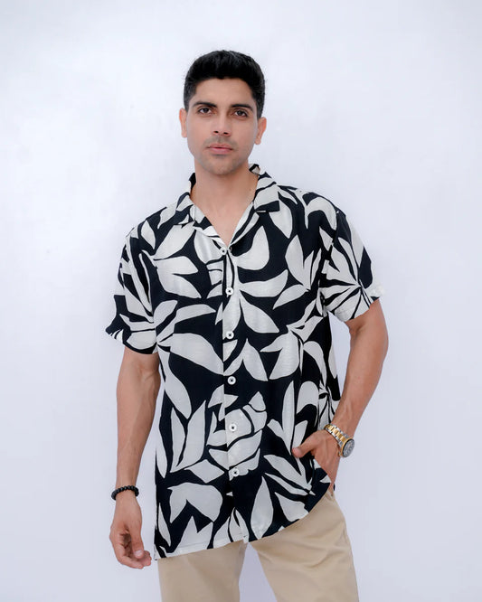 Men Resort Collar	- Black & White