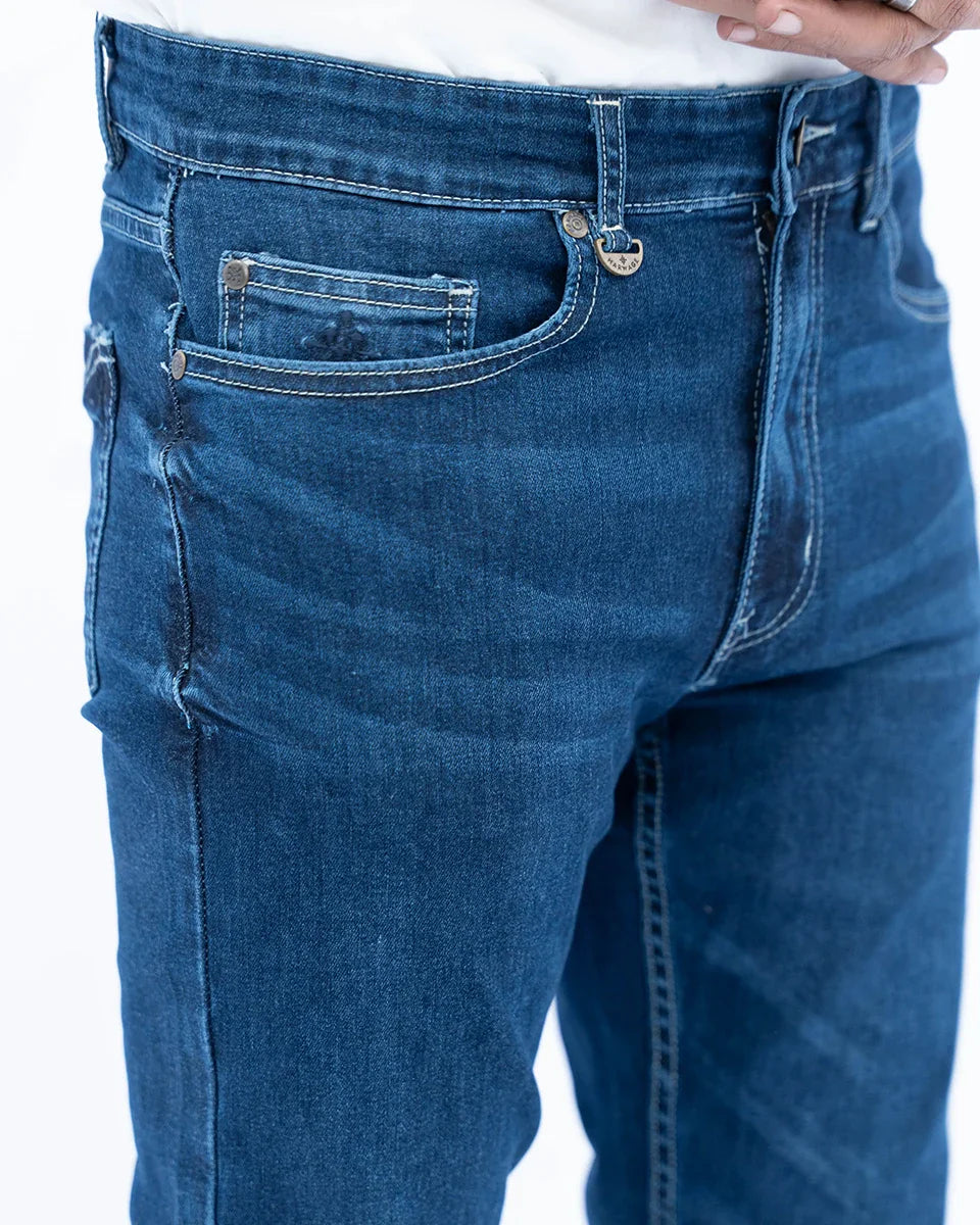 Men Dark Blue Slim Fit Denim Jeans 2