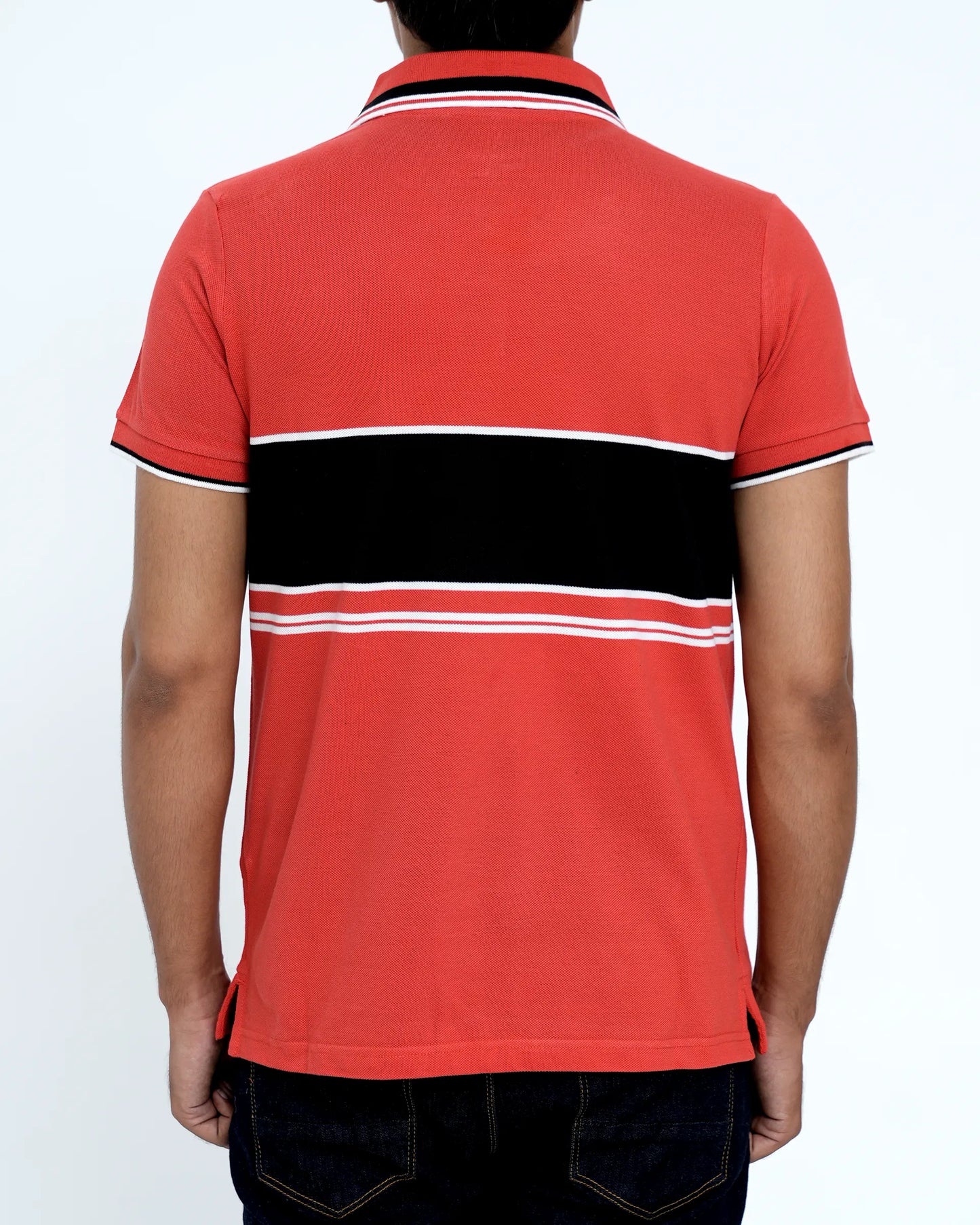 Men Dyed Yarn Polo Shirt - Red/Black