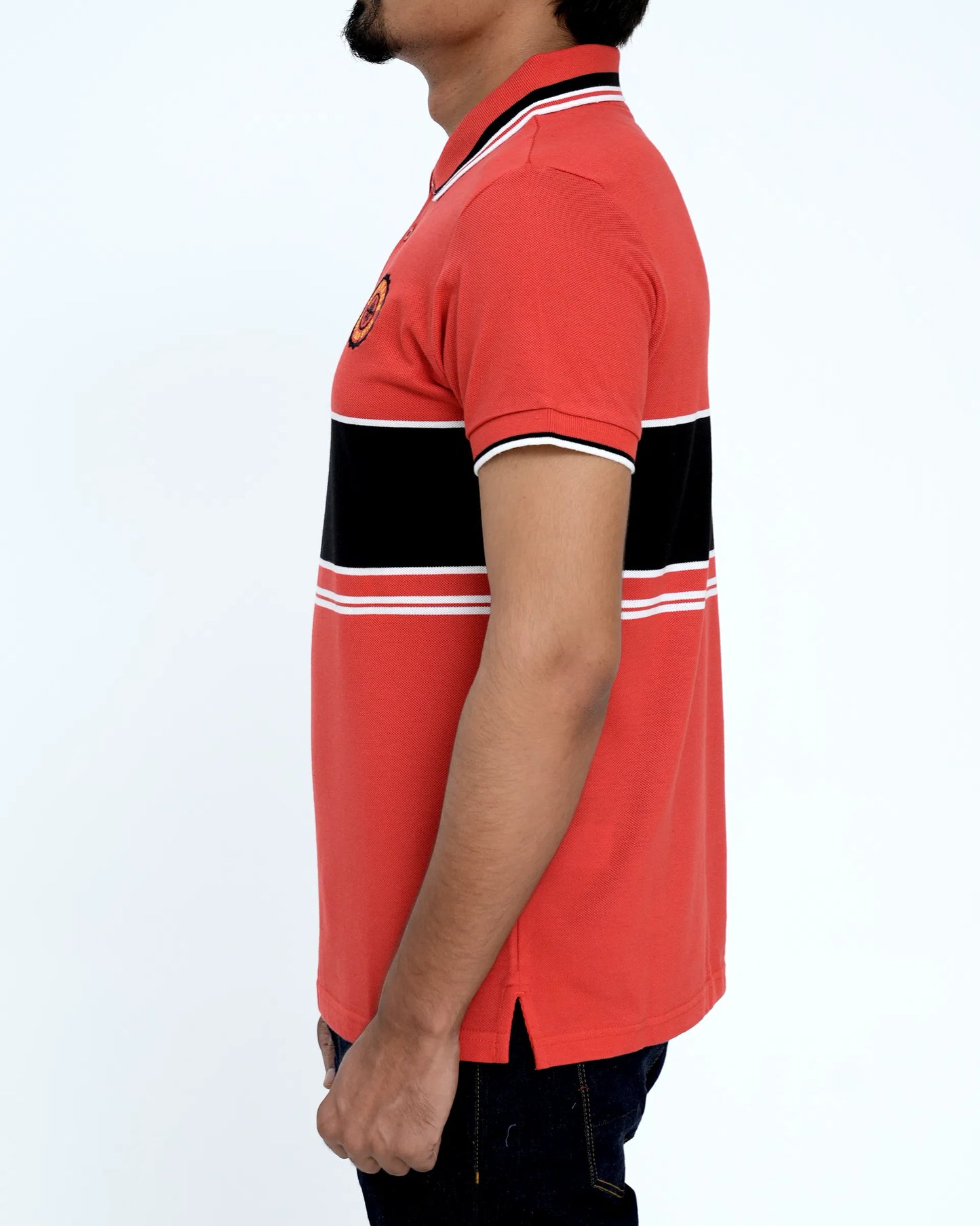 Men Dyed Yarn Polo Shirt - Red/Black