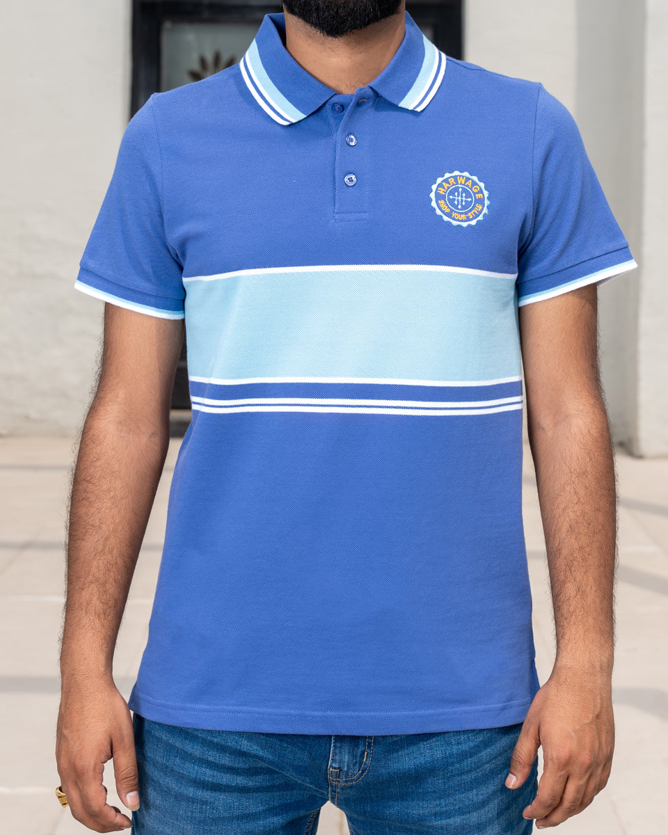 Men Dyed Yarn Polo Shirt - Very Peri