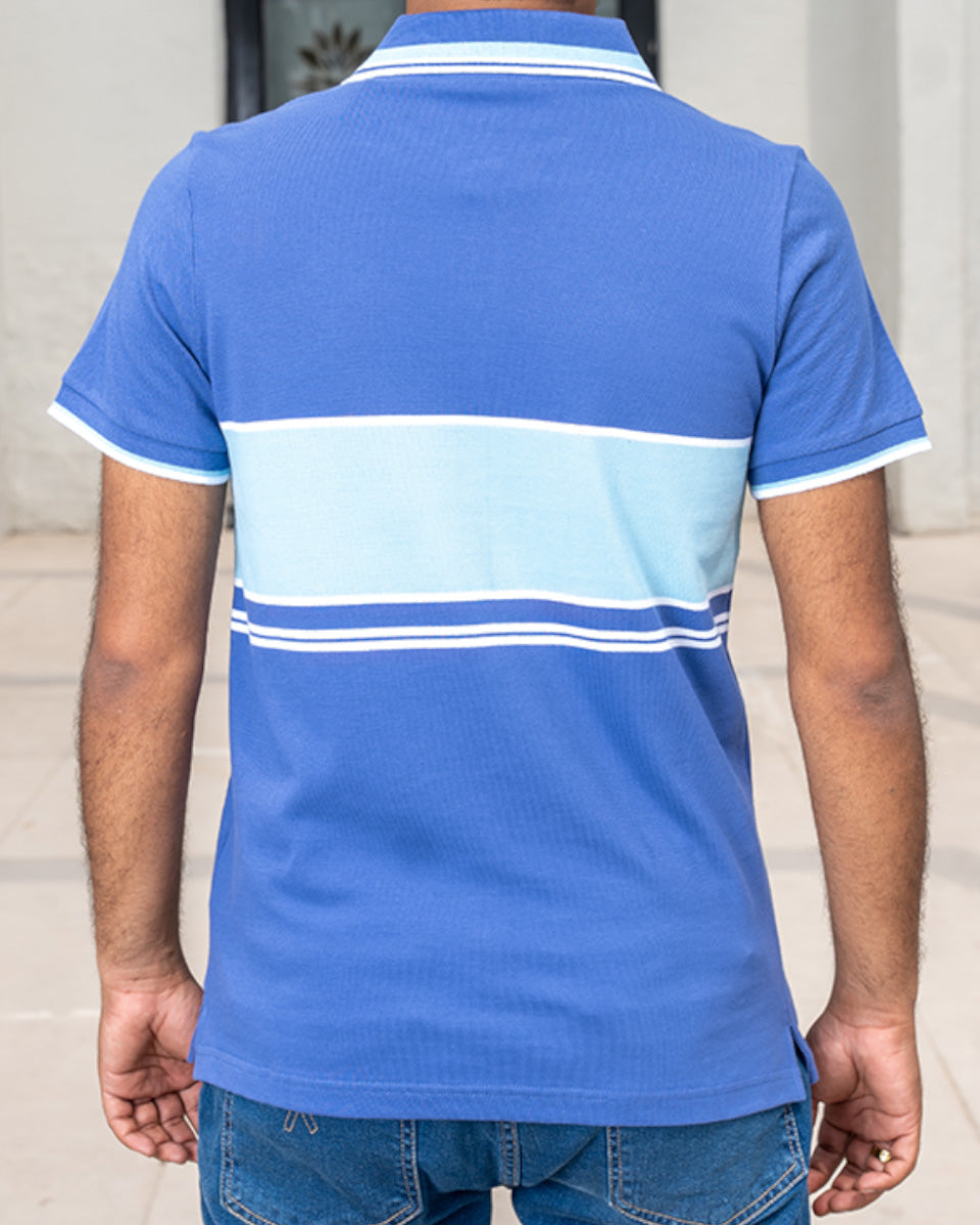 Men Dyed Yarn Polo Shirt - Very Peri