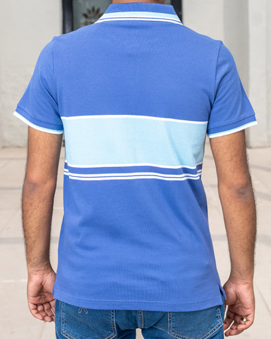 Men Dyed Yarn Polo Shirt - Very Peri