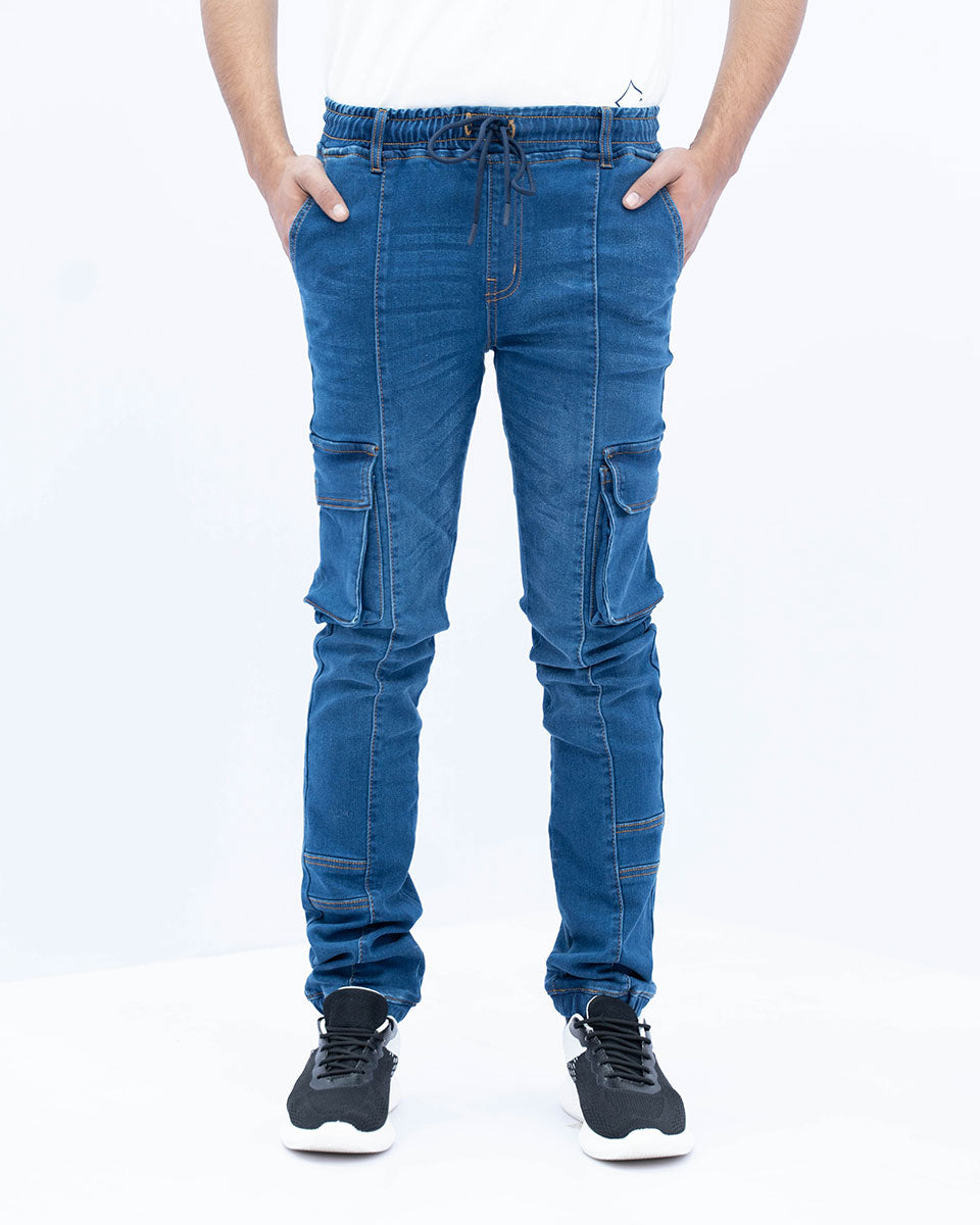 Men Mid Blue Jogger Jeans
