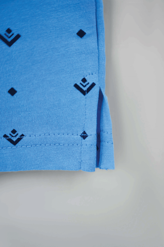 Men's All-Over Printed Jersey Polo Shirt - Blue