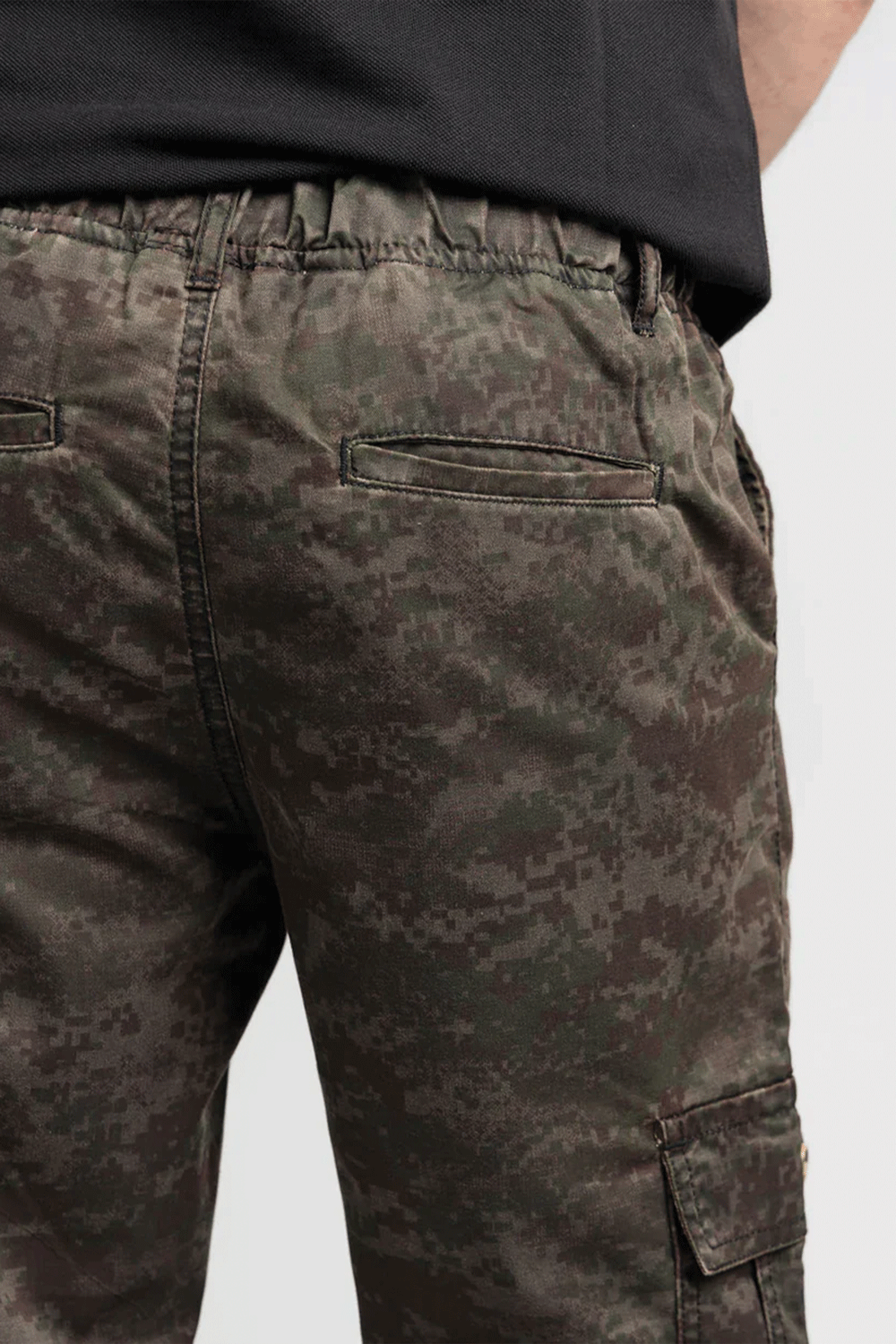 Men's Camo Stretch Denim Trousers - Green