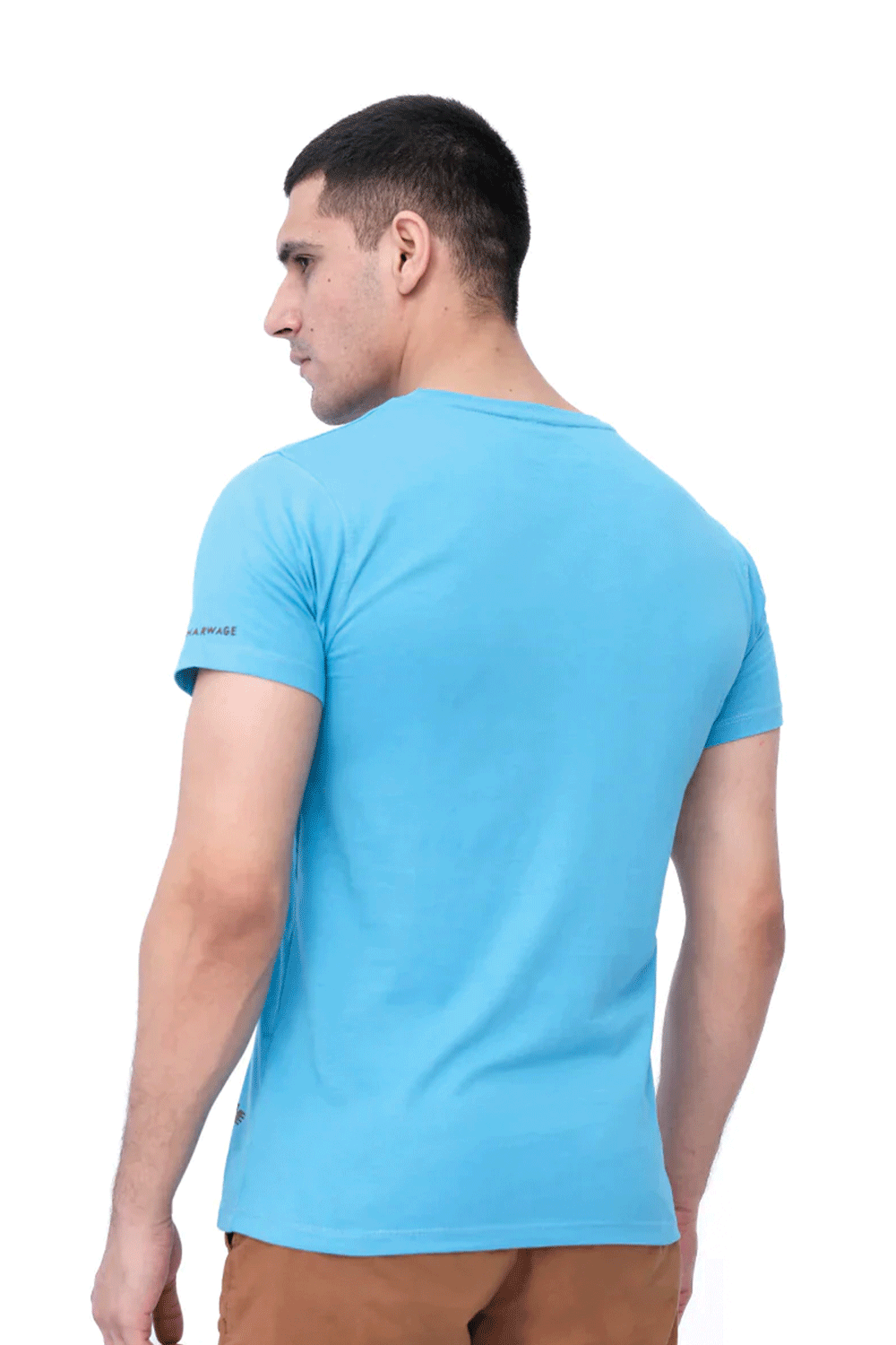 Men’s Graphic Printed T-Shirt – Cyan Blue