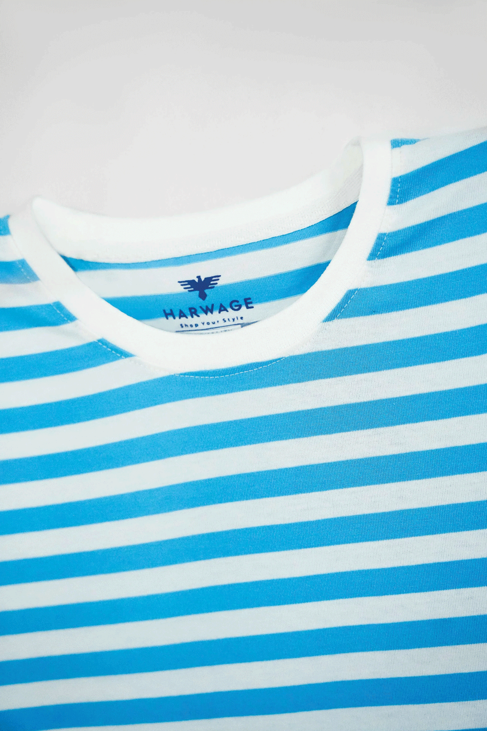 Men's Yarn Dyed Striped T-Shirt - Cyan Blue