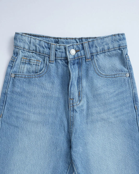 Mid blue Girl Flex Straight denim pants for little girls