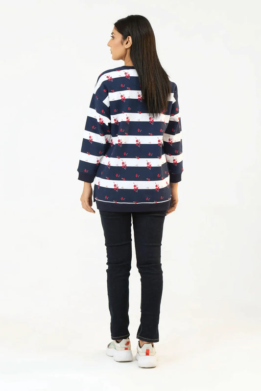 Navy blue sweatshirt back view