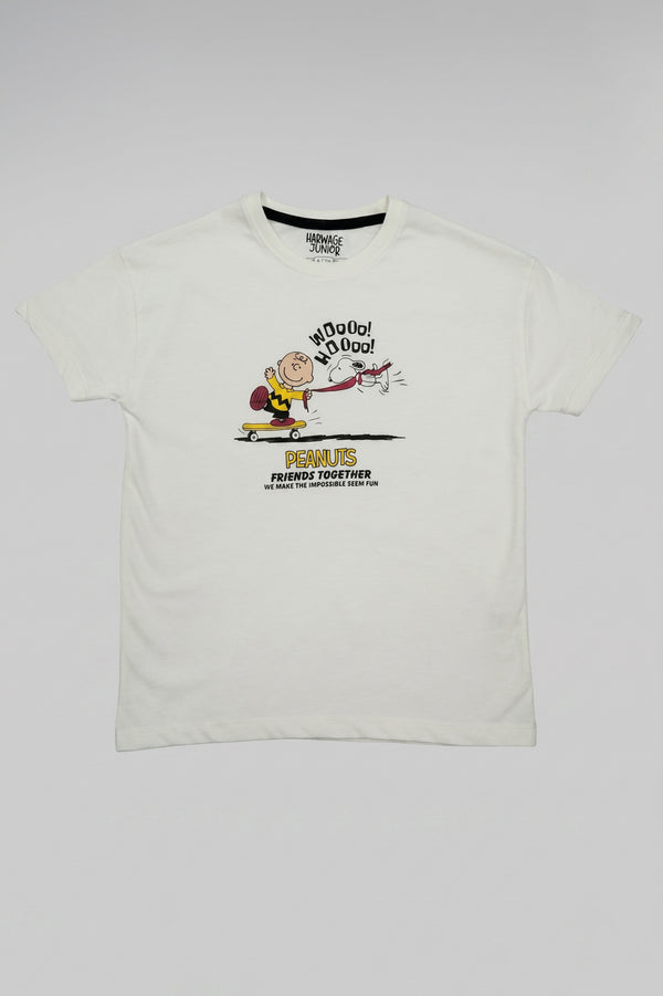 Essential Junior Boys T-shirt – White & Aquarius