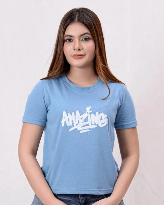 Women Printed Cropped Top - Niagara - Harwage