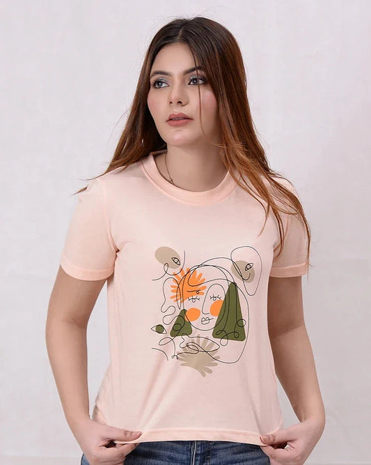 Women Printed Cropped Top - Pale Dogwood - Harwage