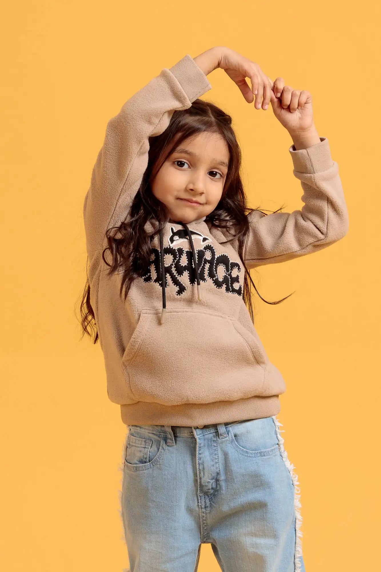 Cute peach bloom pullover hoodie for little girls