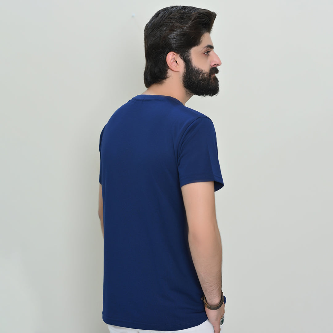 Round Neck With Harwage Print - Navy