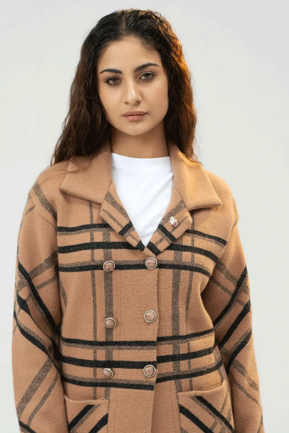 Regular fit jersey beige front view