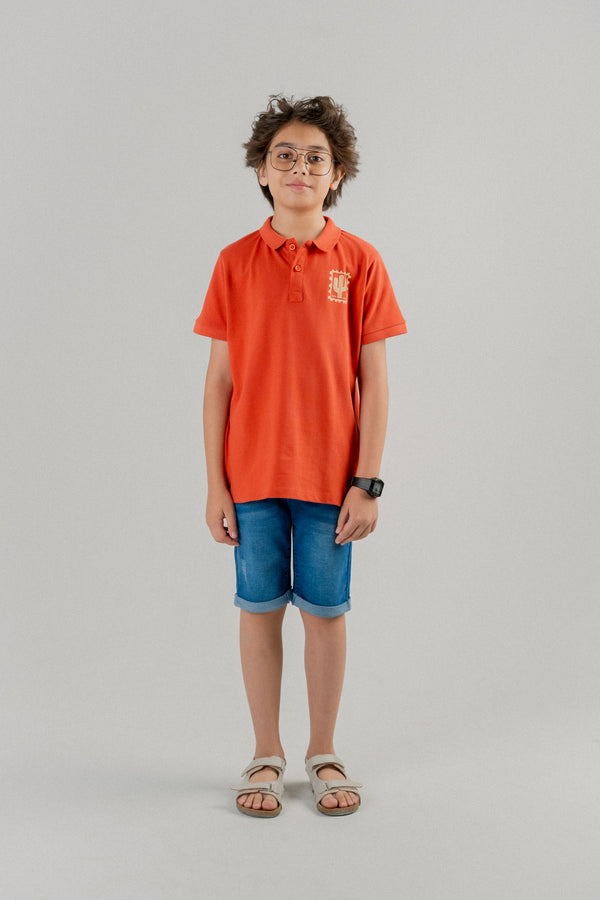 Junior Kid Polo T-Shirt- Burnt Ochre
