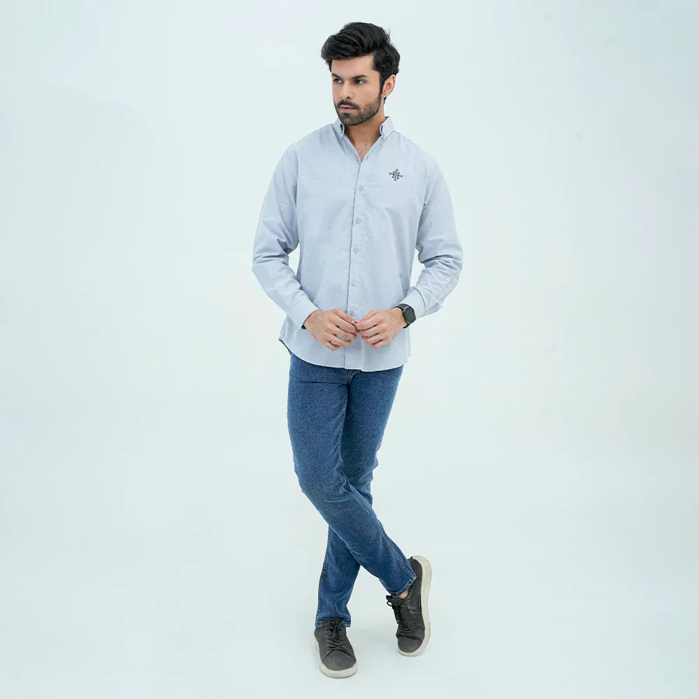 Men Basic Oxford Shirt - Tropical Blue - Harwage