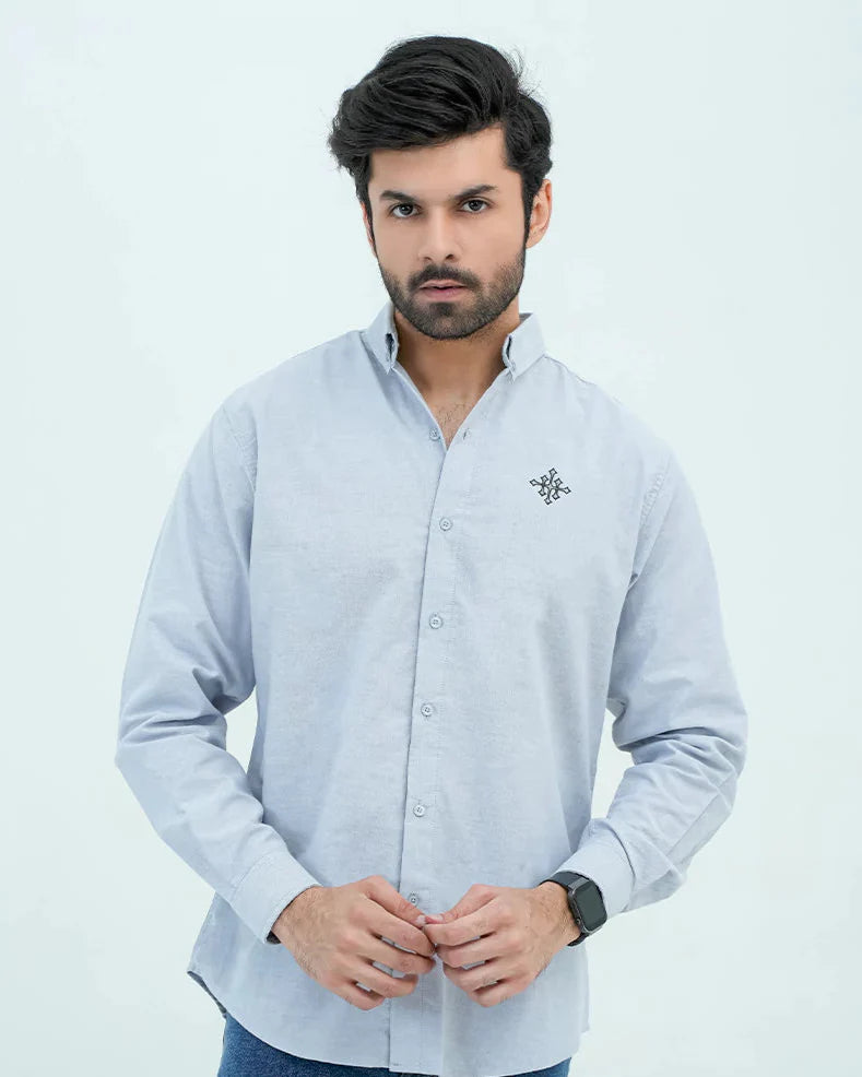 Men Basic Oxford Shirt - Tropical Blue - Harwage