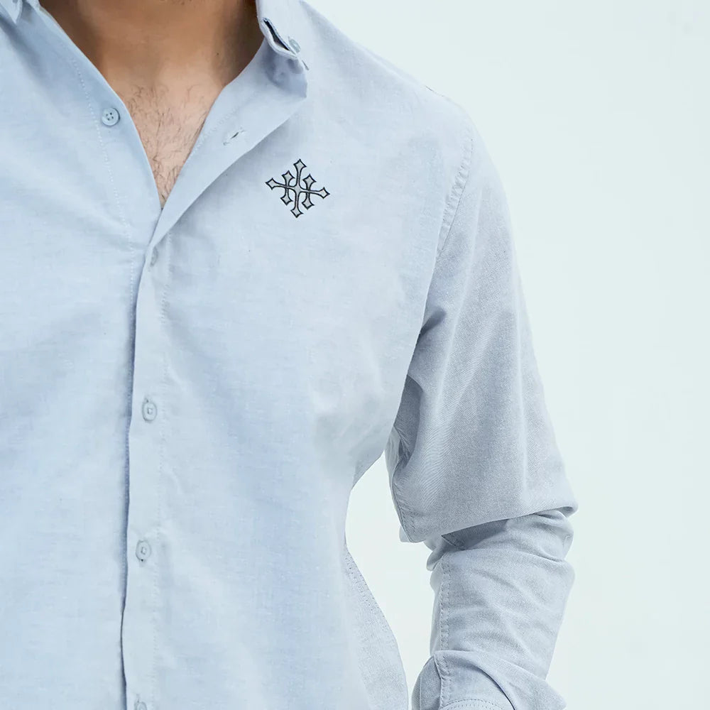 Men Basic Oxford Shirt - Tropical Blue - Harwage