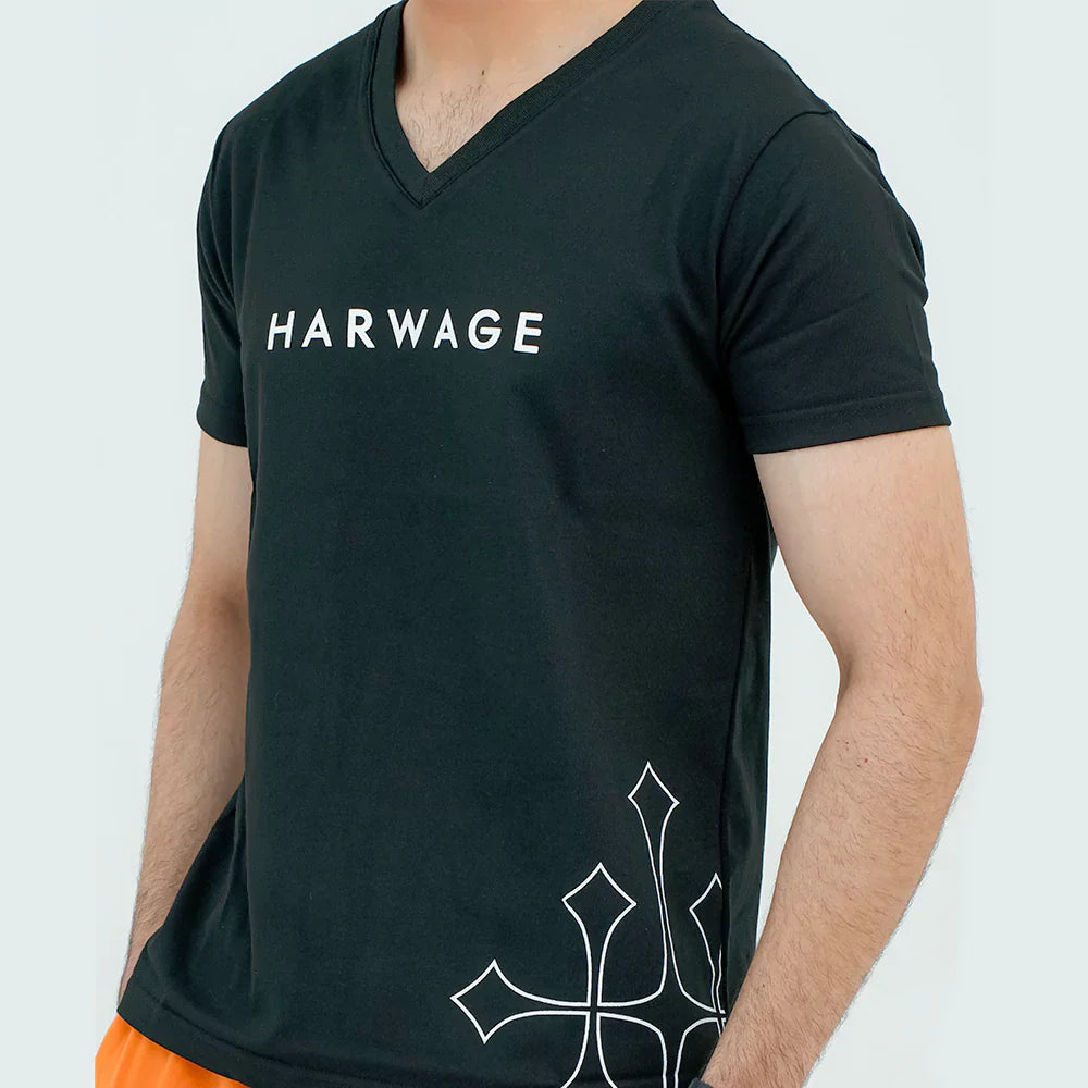 Men V Neck T Shirt - Black