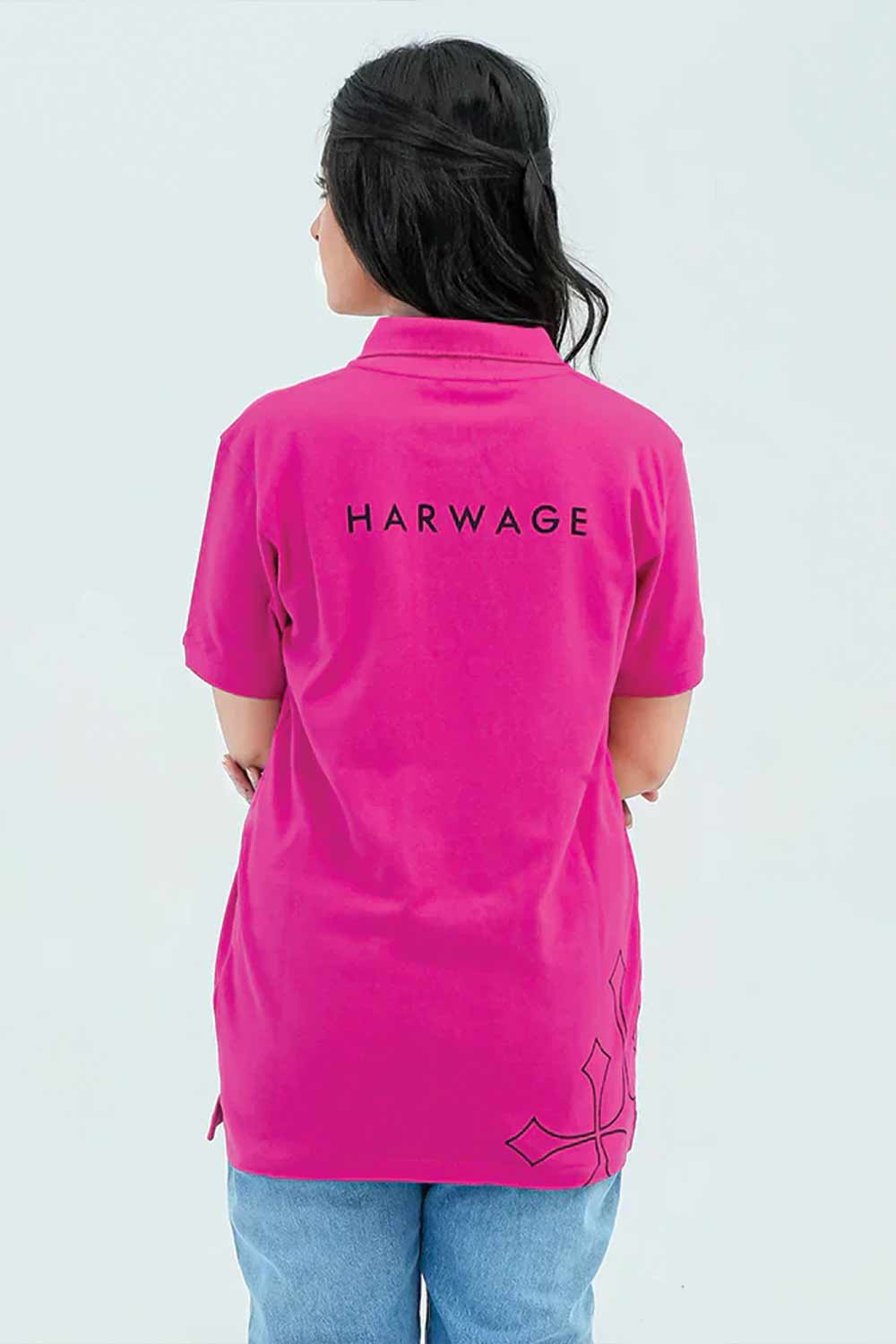 Women Basic Polo Shirt - Pink