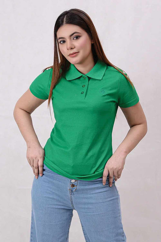 Women Basic Premium Polo Shirt - Green