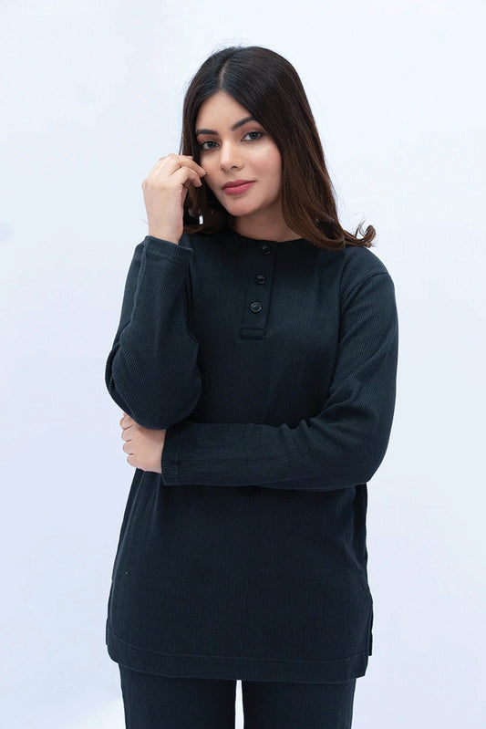 Women Plain Co-Ord Set - Black