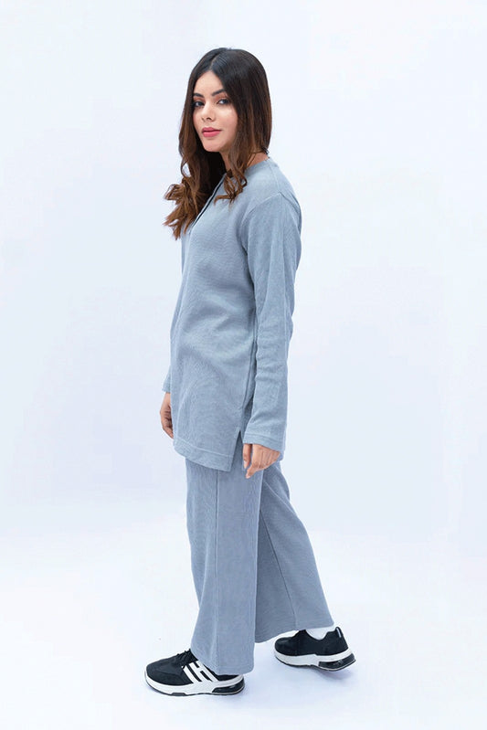 Women Plain Co-Ord Set - Grey