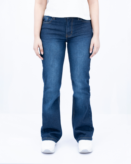 Women Flare Fit Denim Jeans - Dark Blue